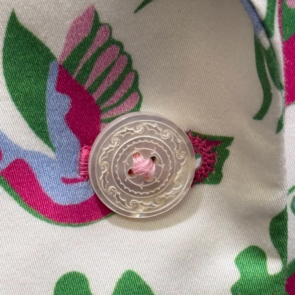 Susanne Spatt Salzburg Austrian Cotton Deer Bird Print Blazer Sz 42 - Picture 4 of 12